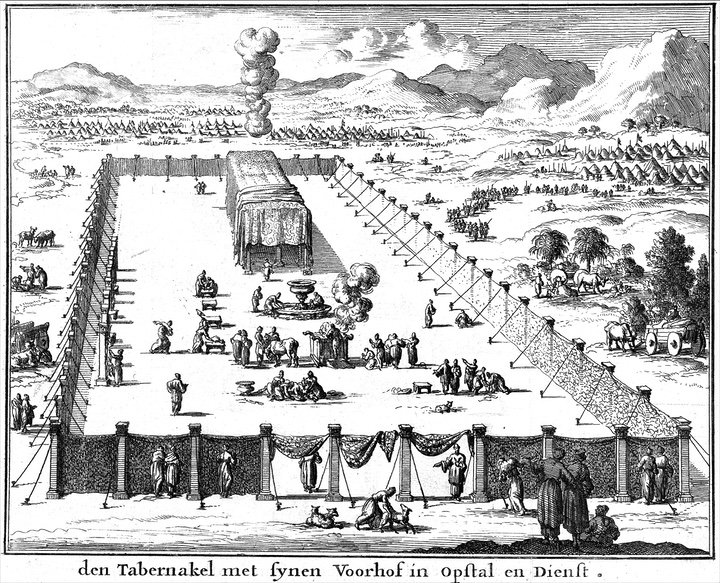 The tabernacle and its courtyard seen from above. Engraving, 1683.